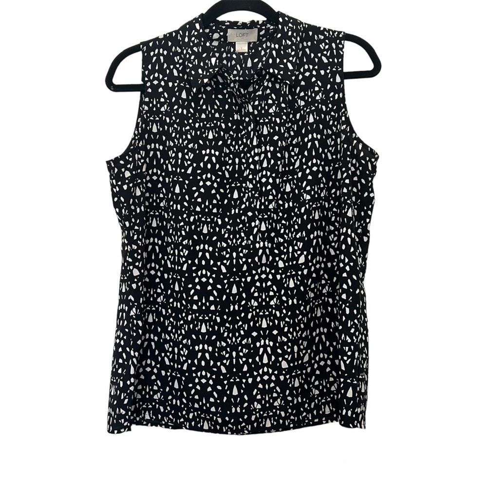 Loft Black & White Speckled Sleeveless Blouse